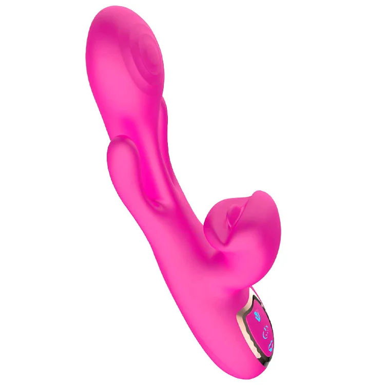 Adam & Eve The Hyper Wave pink dual-stimulation vibrator with curved shaft and flexible external arm